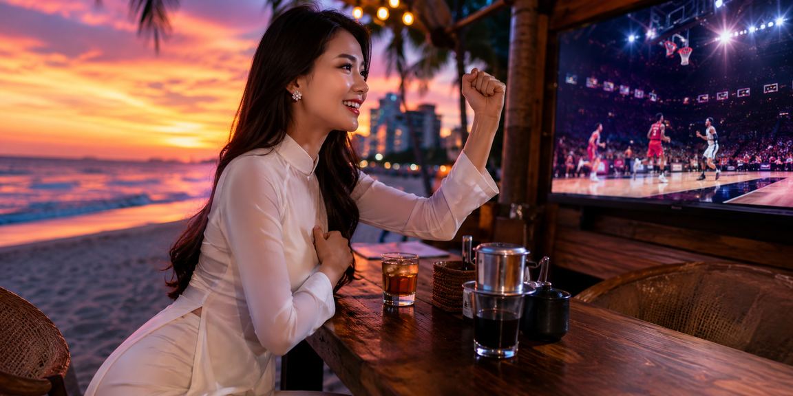 Người chơi tại Đà Nẵng đặt cược bóng rổ trực tuyến với trang phục áo dài truyền thống